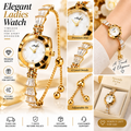 Golden Noir Crystal Watch – Elegant Ladies Luxury Watch