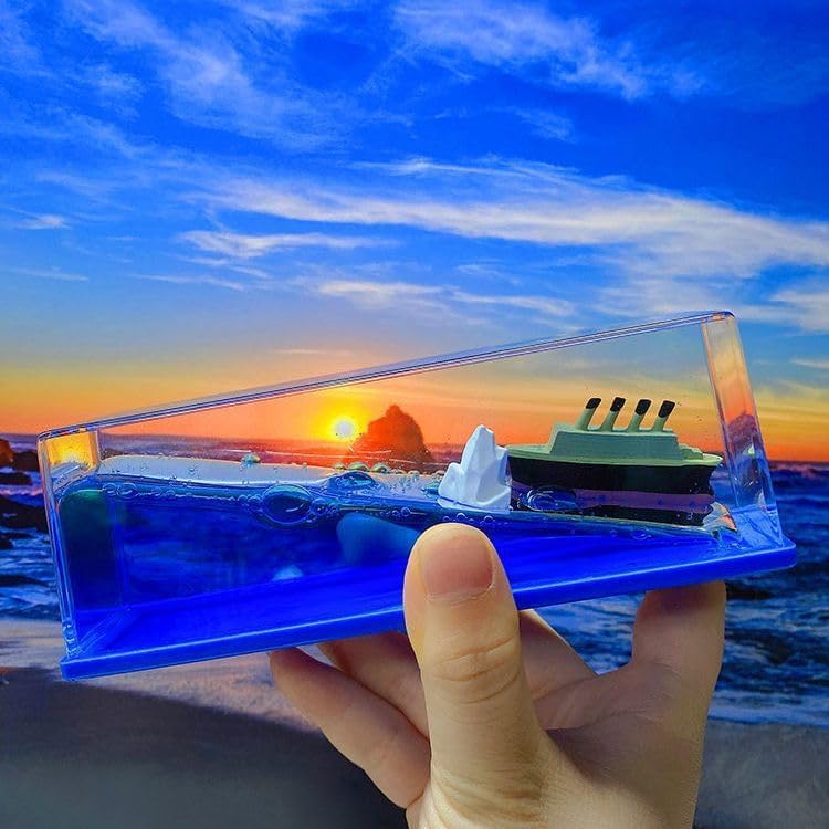 Unique Liquid Wave Fluid Drift Bottle Decorative Showpiece For Car Dashboard ,Desk, Paper weight