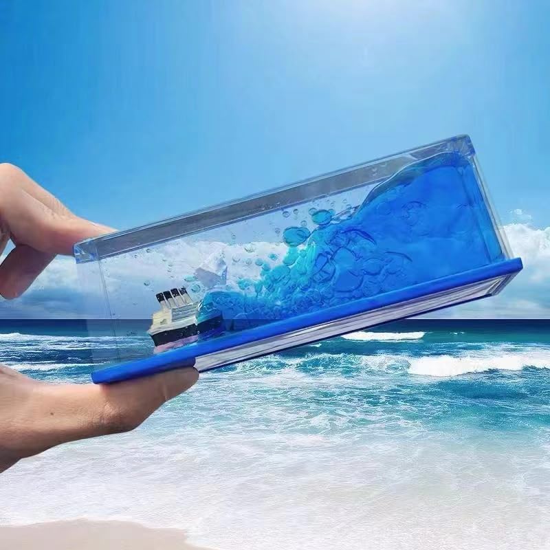 Unique Liquid Wave Fluid Drift Bottle Decorative Showpiece For Car Dashboard ,Desk, Paper weight