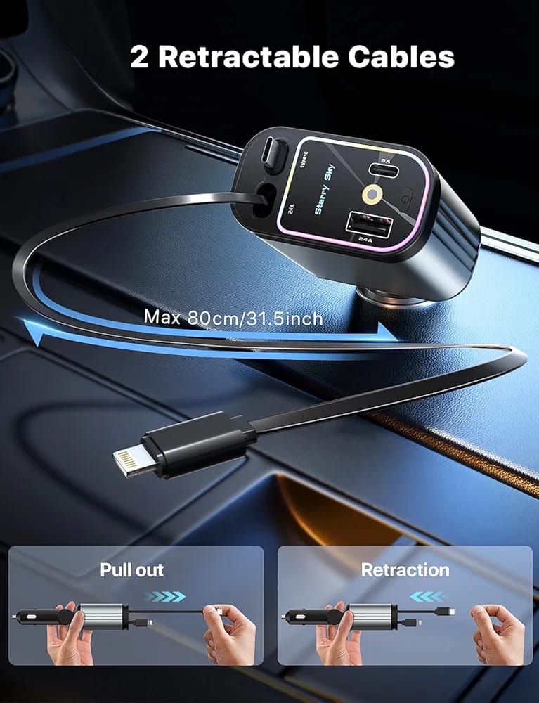 4iN1 Super Fast USB-A USB-C Car Phone Charger