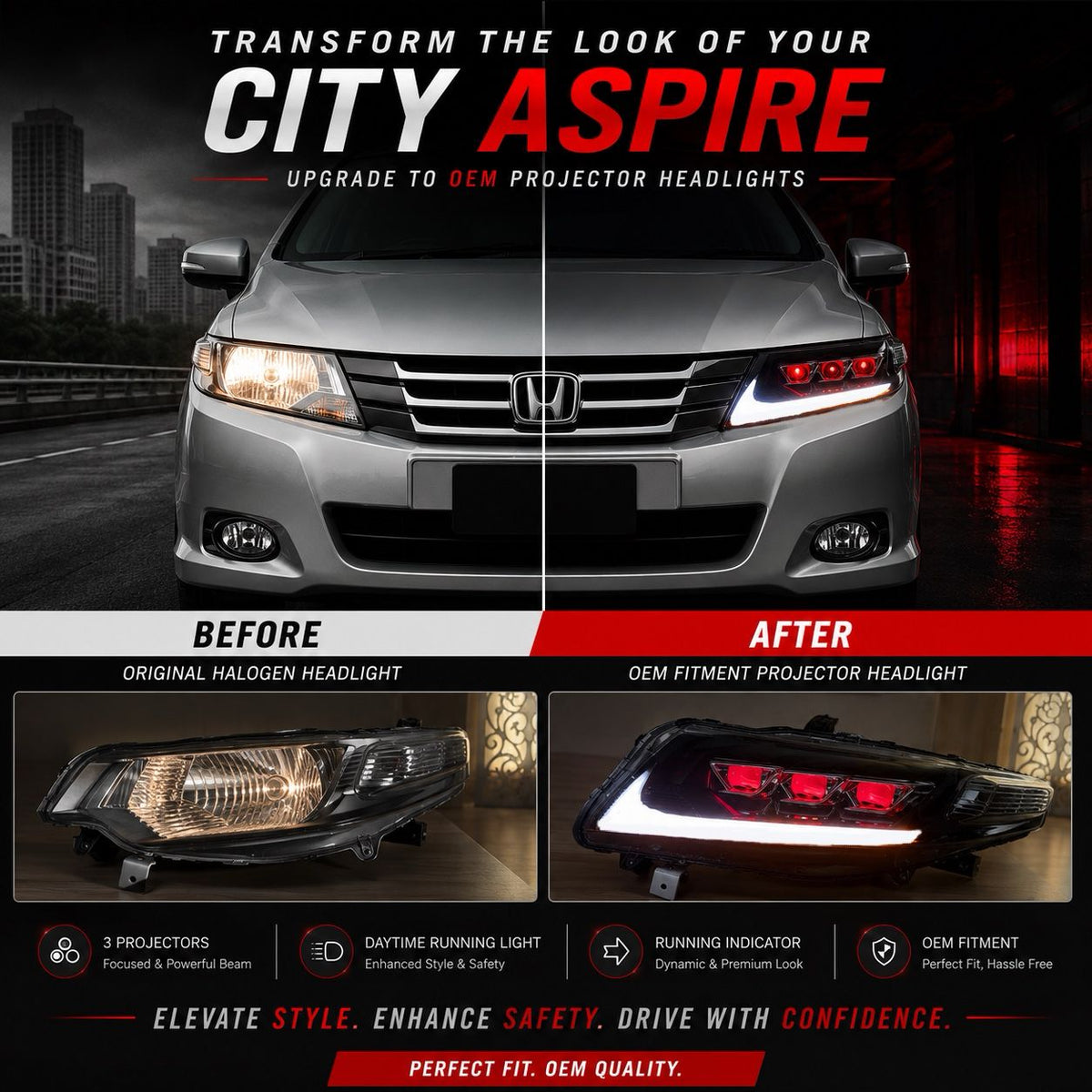 Honda City Aspire Nike Devil Eye Headlights 2009-2022