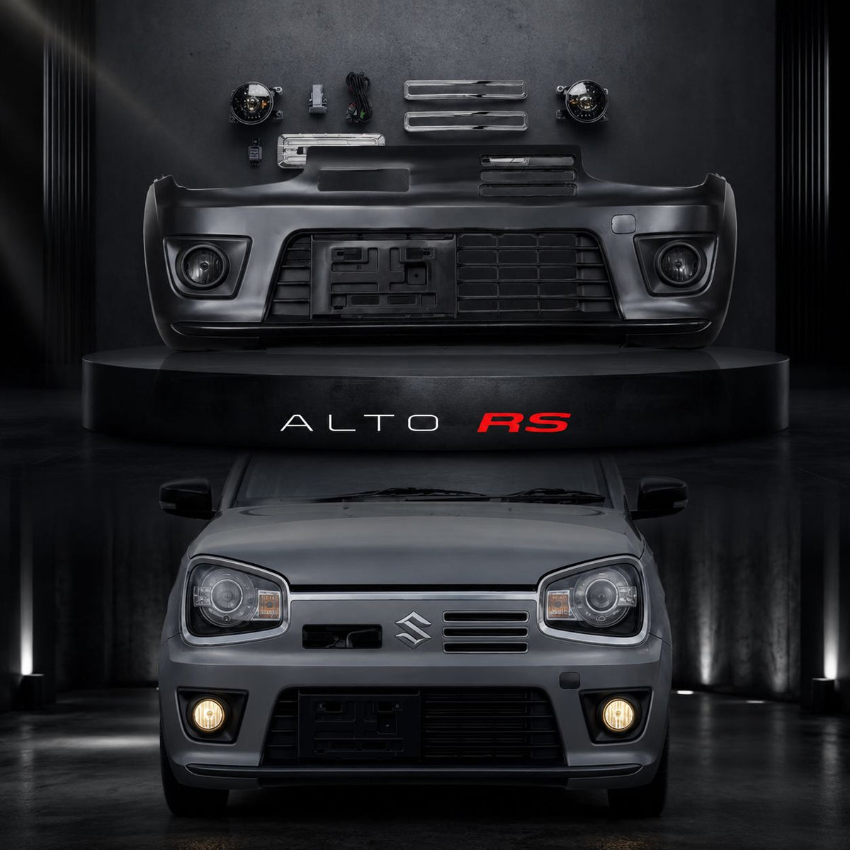 Suzuki Alto Works RS | Imported ABS Plastic | Front Complete Bumper With Fog Lamps