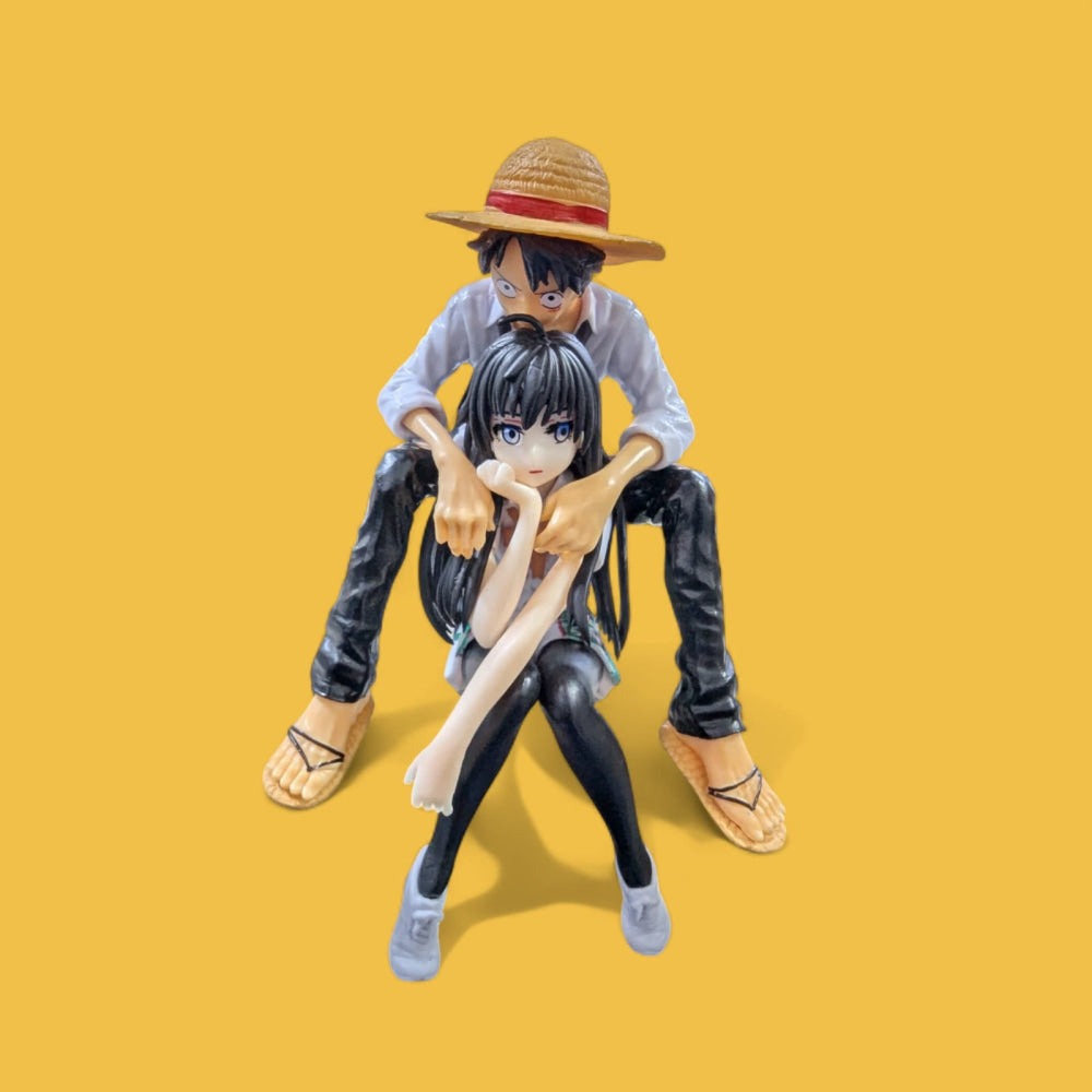 Anime One Piece Luffy & Yukino Yukinoshita Combo Sitting Posture Pvc Model Anime Figure