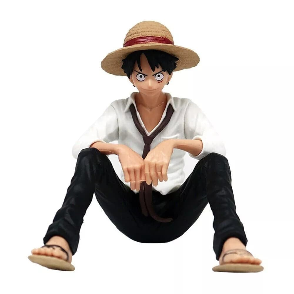 Anime One Piece Monkey D.Luffy Straw Hat Sitting Posture Pvc Model Anime Figure