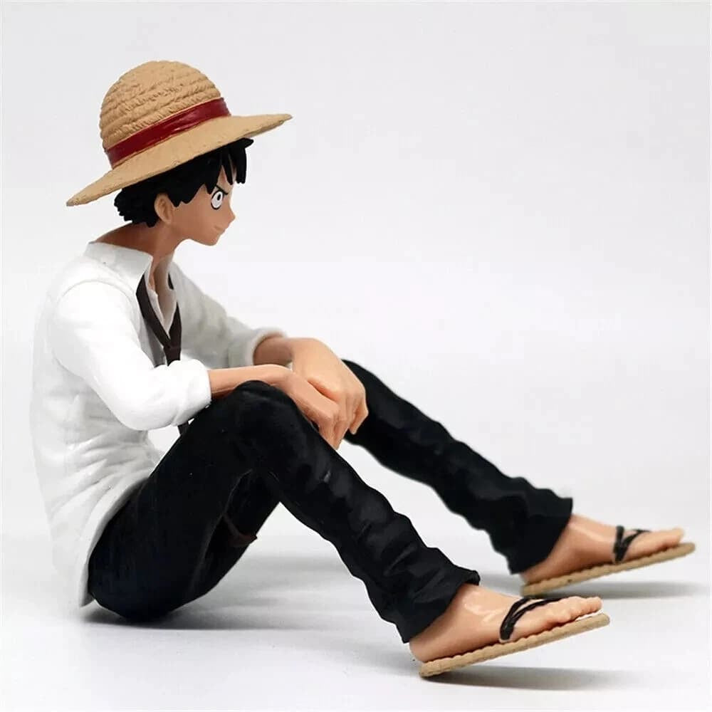 Anime One Piece Monkey D.Luffy Straw Hat Sitting Posture Pvc Model Anime Figure