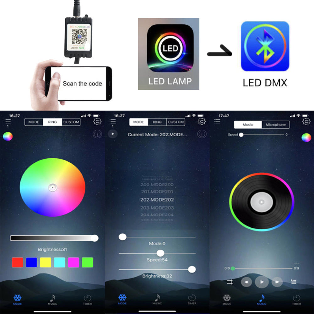 Car Underbody Streamer Ambient Light Strip Flexible RGB App Remote