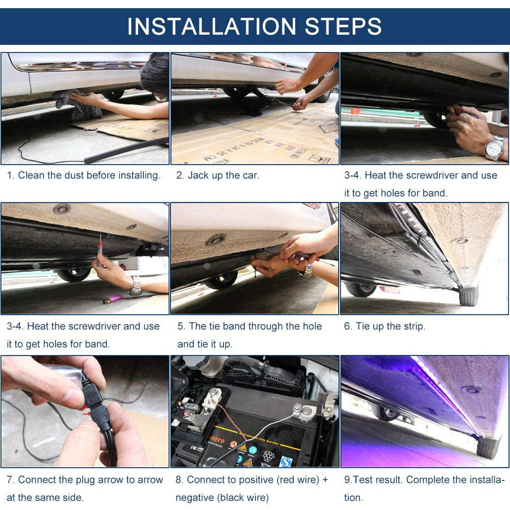 Car Underbody Streamer Ambient Light Strip Flexible RGB App Remote