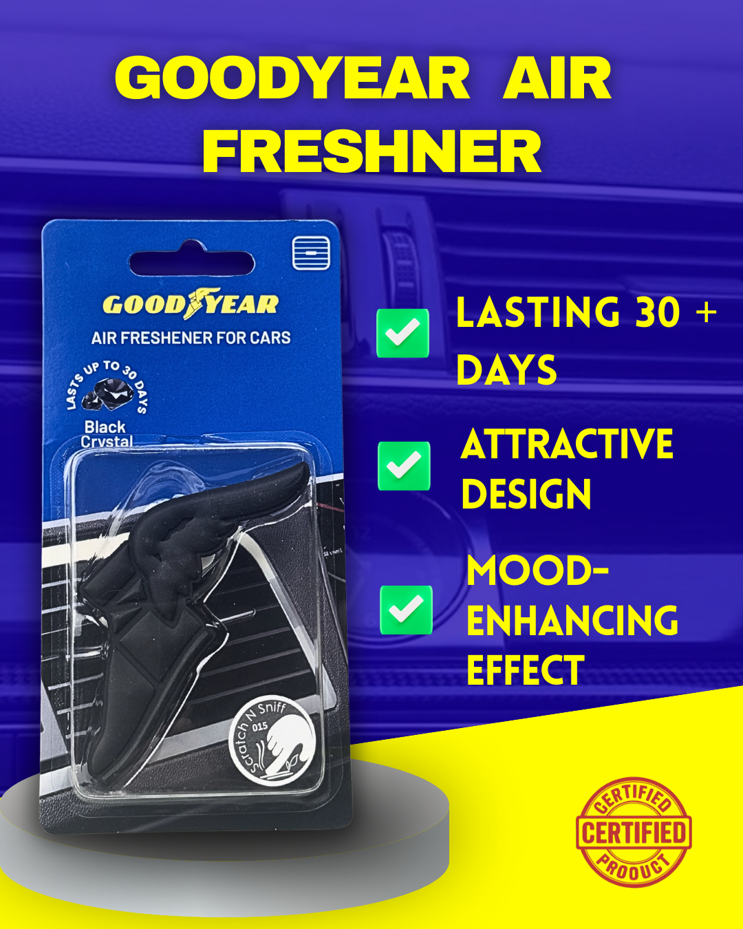 Goodyear Premium Car Air Freshener – Hanging & AC Vent Perfume