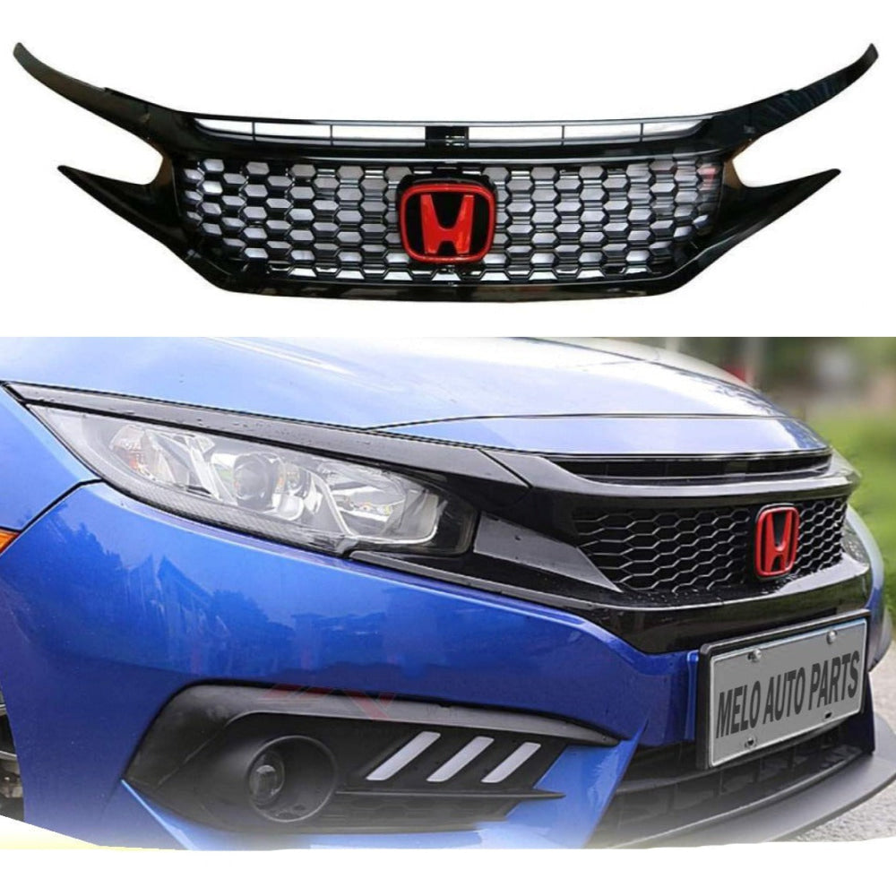Honda Civic Front Grill Piano Black Front SI Style 2017-2020
