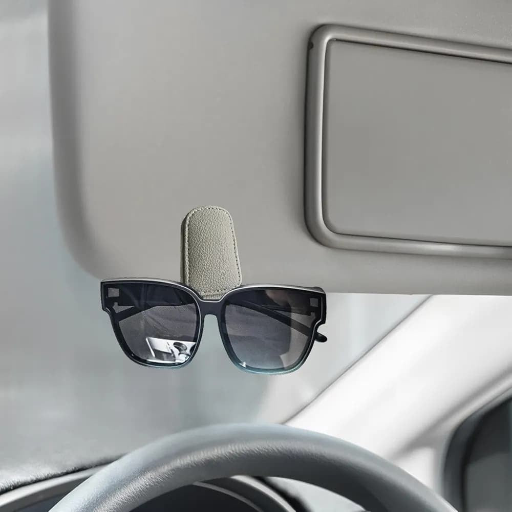 Multifunctional Magnetic Sunglasses Holder Pu Leather Soft Visor Clip