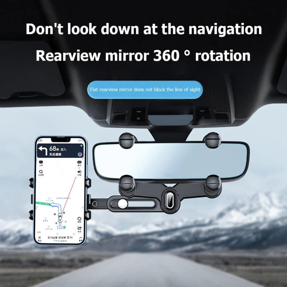 Universal 360 Rotatable Car Phone mobile Holder Rearview Mirror Mount Stand