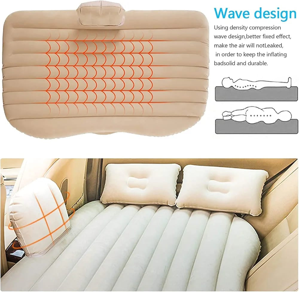 Universal Car Travel Inflatable Mattress Bed - Beige
